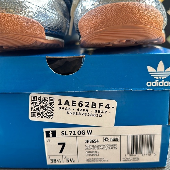 Adidas SL 72 OG Metallic Silver/Navy Sz 7 women’s - Picture 3 of 4